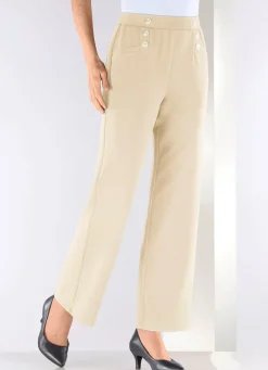 Damen Mona Schlupfhosen<Hose mit dekorativen Zierknöpfen