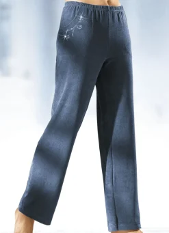 Damen Mona Freizeithosen<Hose mit hübscher Schmucksteinzier