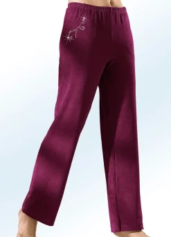Damen Mona Freizeithosen<Hose mit hübscher Schmucksteinzier