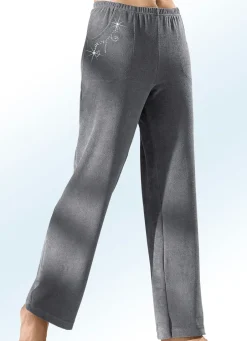 Damen Mona Freizeithosen<Hose mit hübscher Schmucksteinzier