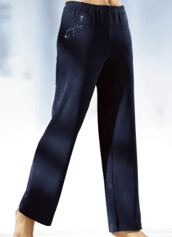 Damen Mona Freizeithosen<Hose mit hübscher Schmucksteinzier