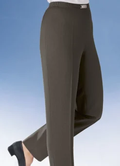 Damen Mona Schlupfhosen|Lange Hosen<Hose mit Metallzier am Bund in 8 Farben