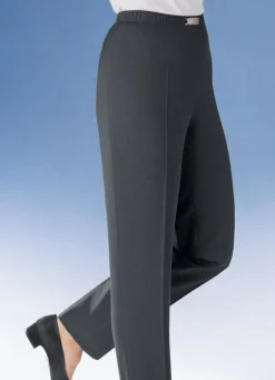 Damen Mona Schlupfhosen|Lange Hosen<Hose mit Metallzier am Bund in 8 Farben