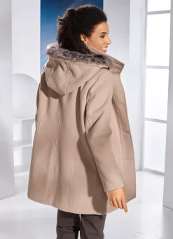 Damen Mona Wolljacken<Jacke mit abnehmbarem Kubstpelz-Besatz