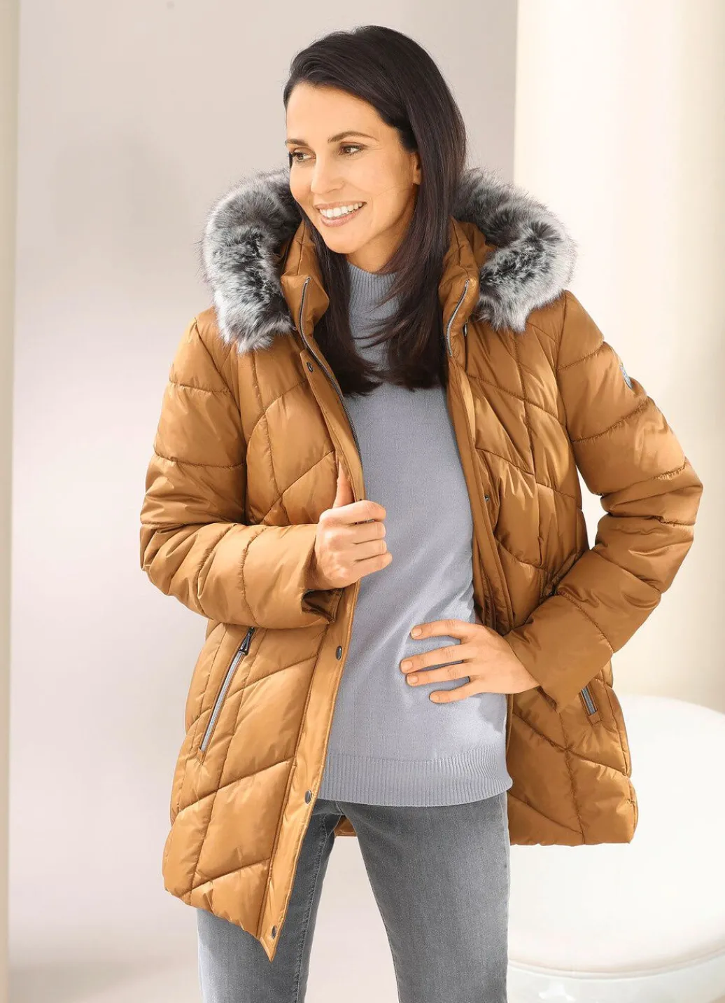Damen Mona Winterjacken<Jacke mit abnehmbarem Kunstpelz-Besatz