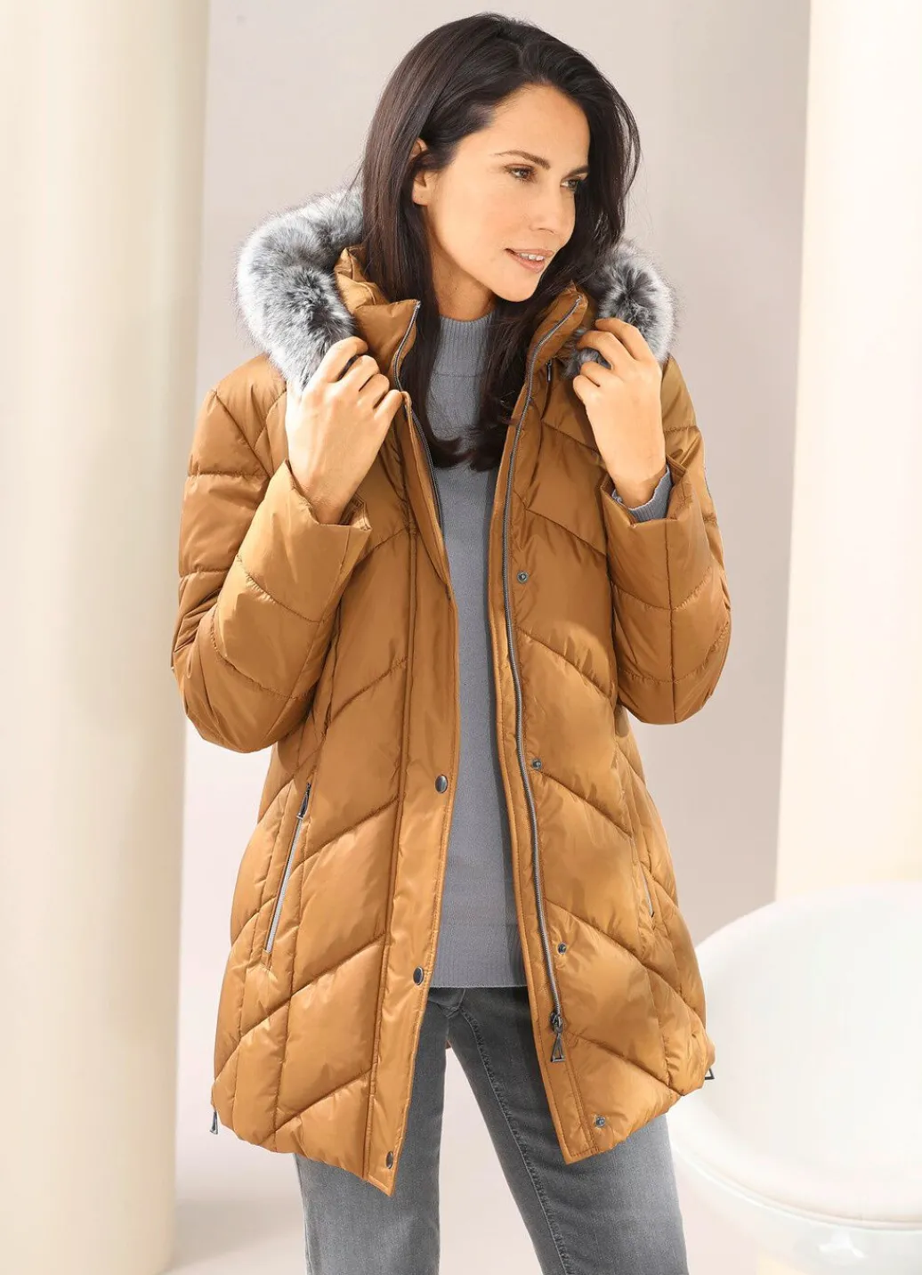 Damen Mona Winterjacken<Jacke mit abnehmbarem Kunstpelz-Besatz