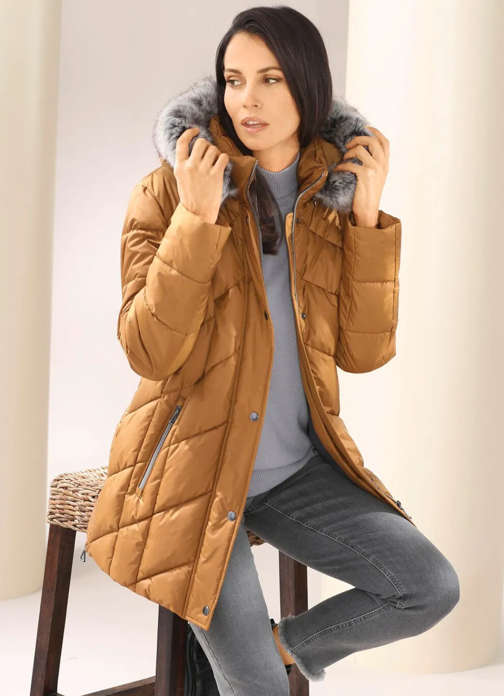Damen Mona Winterjacken<Jacke mit abnehmbarem Kunstpelz-Besatz