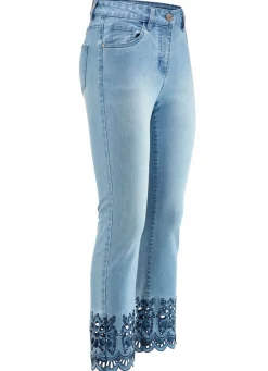 Damen Mona Lange Hosen|Jeans<Jeans mit aufwendiger Lochstickerei