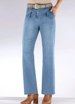 Damen Mona Jeans|Lange Hosen<Jeans mit Bundfalten
