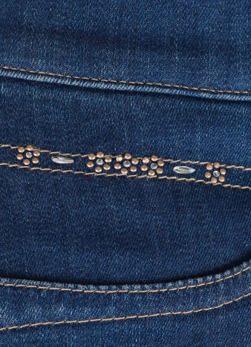 Damen Mona Lange Hosen|Jeans<Jeans mit dezenter Strasszier