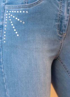 Damen Mona Lange Hosen|Jeans<Jeans mit extravaganter Strasszier