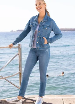 Damen Mona Lange Hosen|Jeans<Jeans mit extravaganter Strasszier
