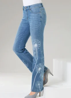 Damen Mona Lange Hosen|Jeans<Jeans mit floralem Druck