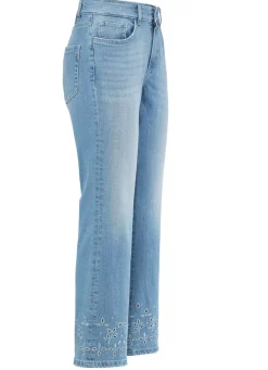 Damen Mona Lange Hosen|Jeans<Jeans mit floraler Lochstickerei