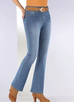 Damen Mona Lange Hosen|Jeans<Jeans mit leicht ausgestellter Beinweite
