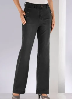 Damen Mona Lange Hosen|Jeans<Jeans mit trendigen Zierknöpfen