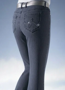 Damen Mona Lange Hosen|Jeans<Jeans verziert mit funkelnden Strasssteinen