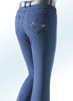 Damen Mona Lange Hosen|Jeans<Jeans verziert mit funkelnden Strasssteinen