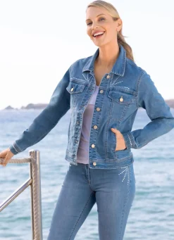 Damen Mona Übergangsjacken|Jeans<Jeansjacke mit extravaganter Strasszier