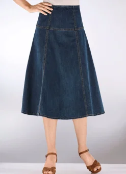 Damen Mona Röcke<Jeans-Rock mit kontrastfarbenen TeilungsnÀhten