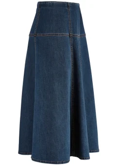 Damen Mona Röcke<Jeans-Rock mit kontrastfarbenen Teilungsnähten