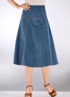 Damen Mona Röcke<Jeans-Rock mit kontrastfarbenen Teilungsnähten