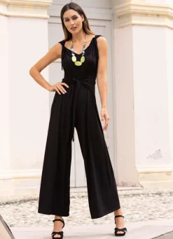 Damen Mona Freizeitkleider<Jumpsuit mit angenähtem Hüftbindegürtel in 3 Farben