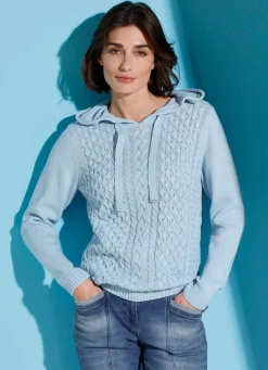Damen Mona Pullover|Basics<Kapuzenpullover mit Rippenabschlüssen