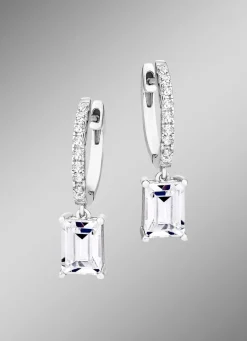 Klappcreolen aus Silber 925/- fein mit synth. Zirkonia Damen Ohrschmuck