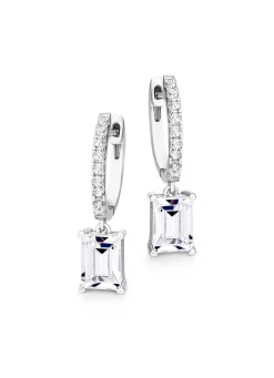 Klappcreolen aus Silber 925/- fein mit synth. Zirkonia Damen Ohrschmuck