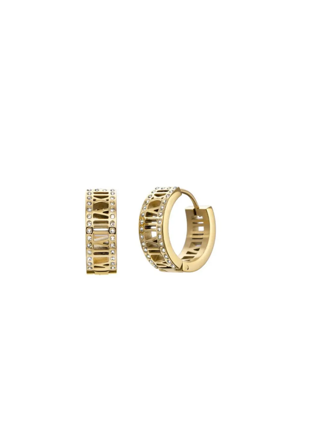 Online Klappcreolen aus vergoldetem Edelstahl mit Kristallen Damen Ohrschmuck|Modeschmuck