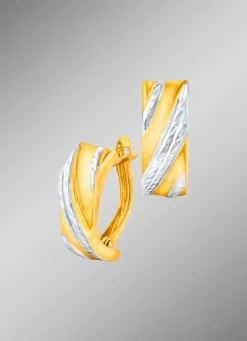 Klappcreolen in Bicolor, teilweise diamantiert Damen Ohrschmuck