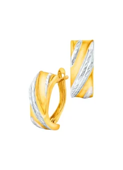 Klappcreolen in Bicolor, teilweise diamantiert Damen Ohrschmuck