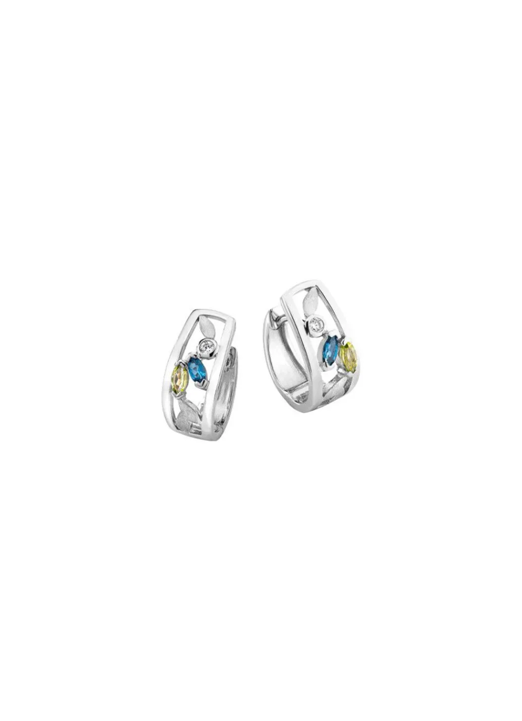 Sale Klappcreolen mit Blautopas, beh., echt Peridot und synth. Zirkonia Damen Ohrschmuck