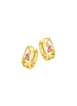 Damen Mona Ohrschmuck<Klappcreolen mit Edelsteinen und synth. Zirkonia