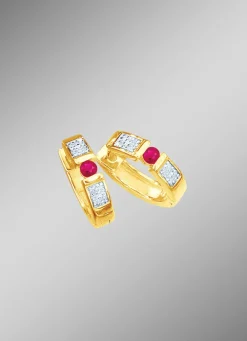 Discount Klappcreolen mit Rubin und Diamanten Damen Ohrschmuck