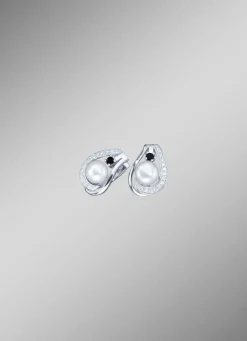 Discount Klappcreolen mit synth Zirkonia und Süßwasser-Zuchtperle Damen Ohrschmuck