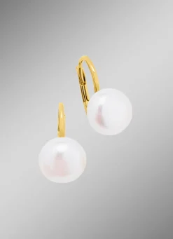 New Klassische Ohrringe mit Süßwasser-Zuchtperlen Damen Ohrschmuck