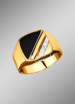 Sale Klassischer Herrenring mit Onyx und Diamant Herren Ringe