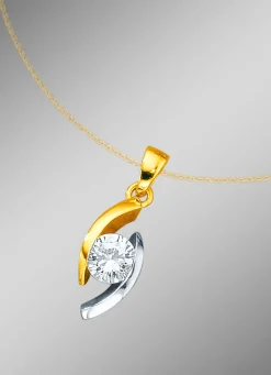 New Klassischer Solitäranhänger in Bicolor mit Brillant Damen Anhänger