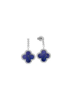 Outlet Kleeblatt-Ohrstecker mit echt Lapislazuli und synth. Zirkonia Damen Ohrschmuck