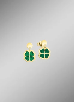 Discount Kleeblatt-Ohrstecker mit echt Malachit Damen Ohrschmuck