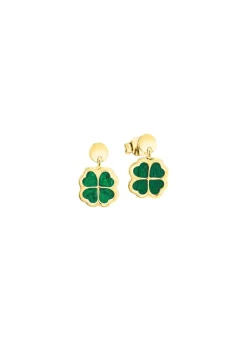Discount Kleeblatt-Ohrstecker mit echt Malachit Damen Ohrschmuck