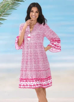 Damen Mona Strandkleider|Sommerkleider<Kleid aus Viskose, allover dessiniert
