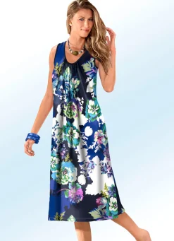 Damen Mona Strandkleider|Sommerkleider<Kleid mit farbbrillantem Druckdessin und Raffungen