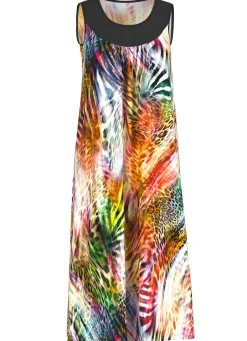 Damen Mona Strandkleider|Sommerkleider<Kleid mit farbbrillantem Druckdessin, ärmellos
