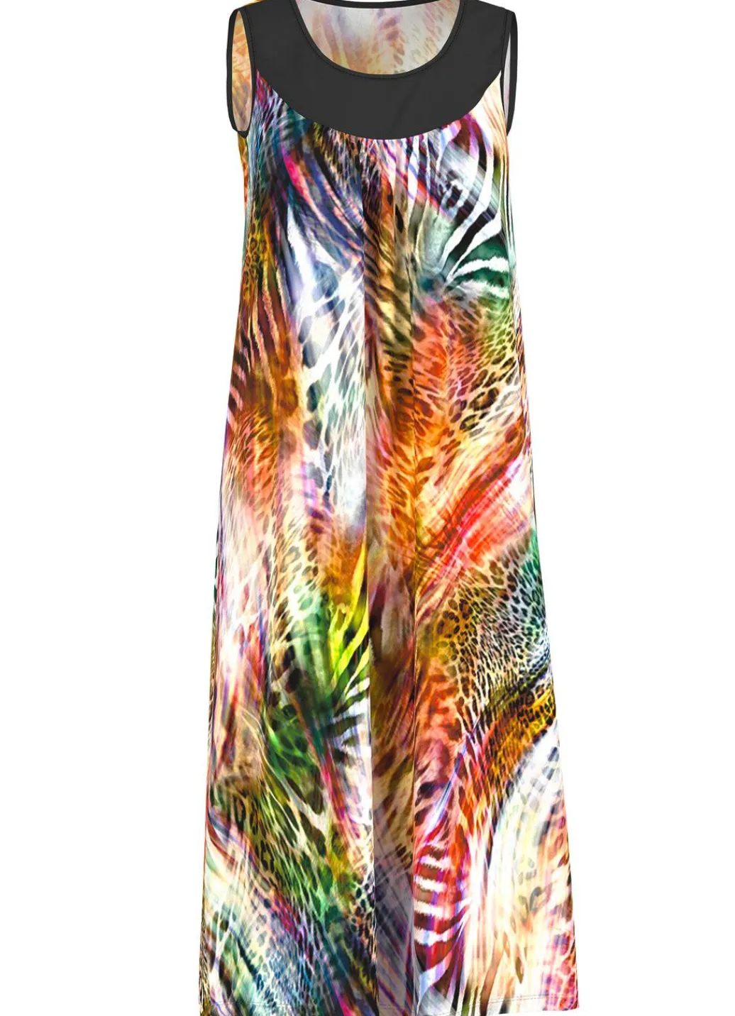 Damen Mona Strandkleider|Sommerkleider<Kleid mit farbbrillantem Druckdessin, ärmellos