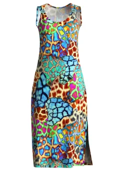 Damen Mona Strandkleider|Sommerkleider<Kleid mit farbbrillantem Druckdessin