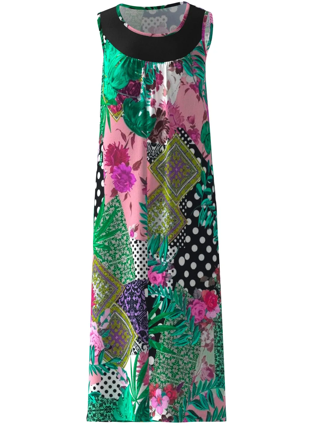 Damen Mona Strandkleider|Sommerkleider<Kleid mit farbbrillantem Druckdessin, ärmellos