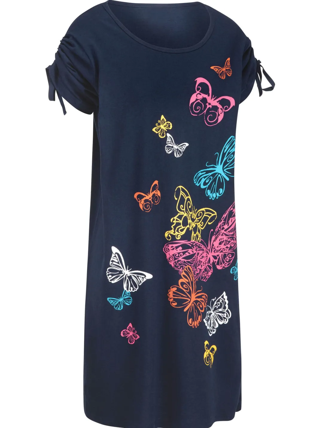 Damen Mona Strandkleider|Sommerkleider<Kleid mit platziertem Druckdessin und raffbaren Ärmeln